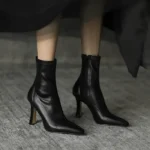 KalonBd pointed celebrity skinny boots- Black
