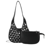 Trendy Hollow Rivet Shoulder Bag - Image 2