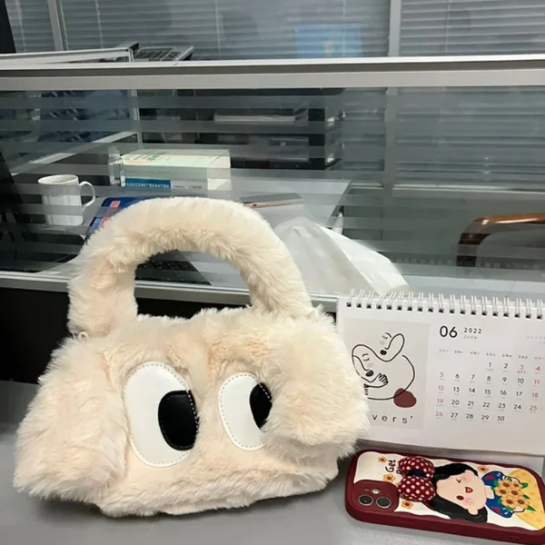 Fur design puppy plush handbag