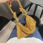 Full Rhinestone Handbag- Gold