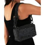 Rhinestone shoulder bag-Black
