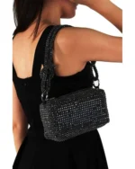 Rhinestone shoulder bag-Black