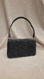 Rhinestone shoulder bag-Black - Image 3