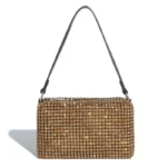 Rhinestone shoulder bag-Gold